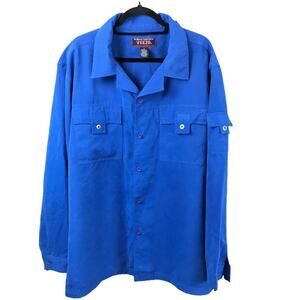 Veezo Wear Blue Shirt Long Sleeves Mens Bottom Down Pockets Size L